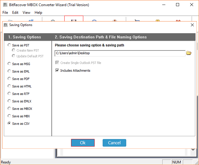 Select the destination path