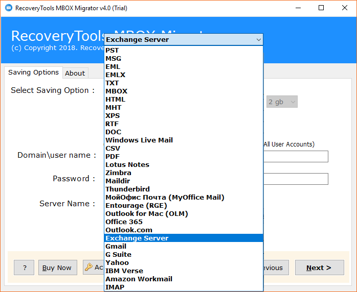 Choose Exchange Server