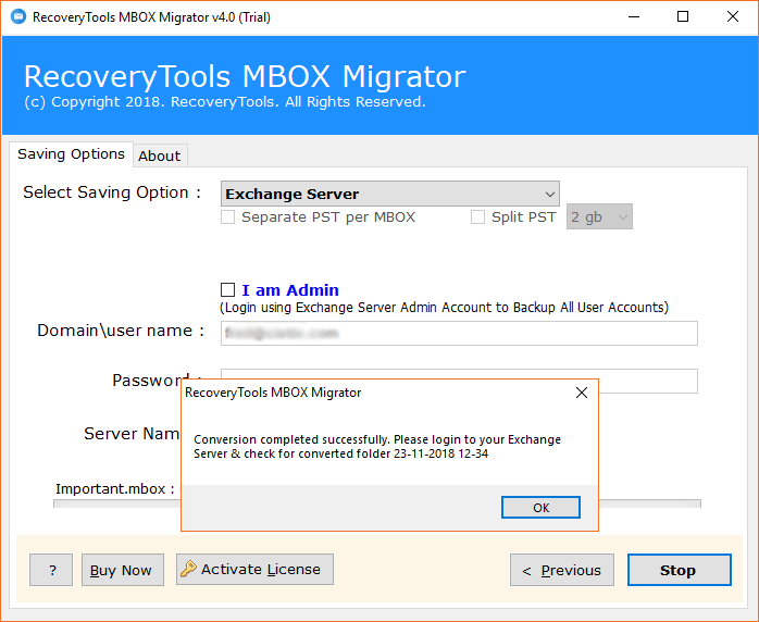 MBOX to Exchange Server conversion