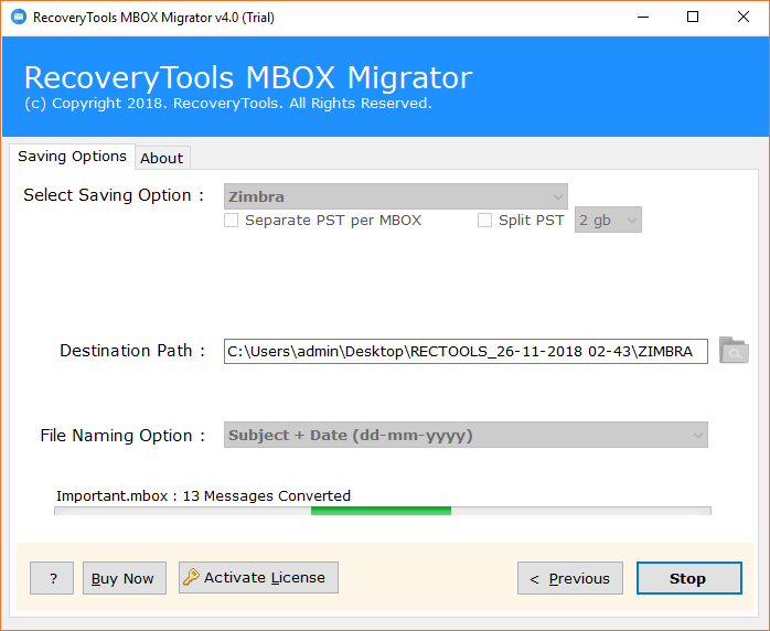 MBOX to Zimbra migration