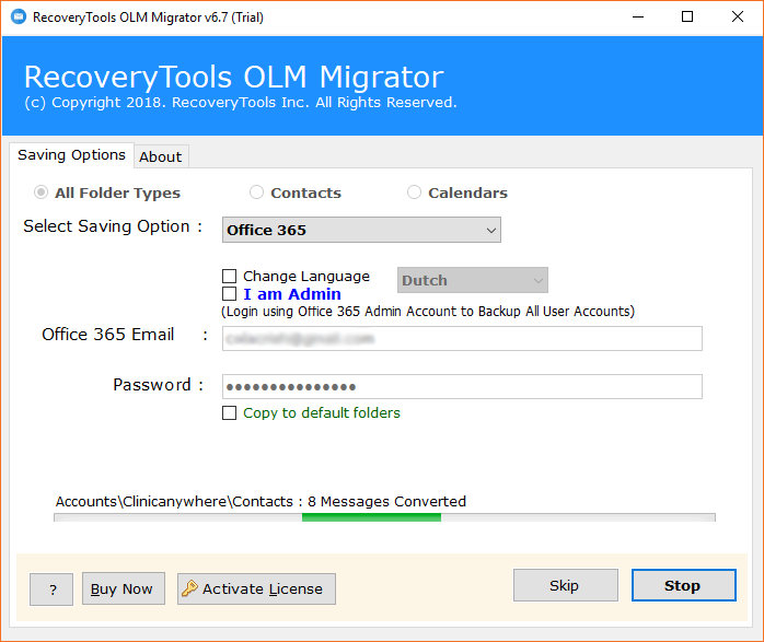 OLM to Office 365 conversion