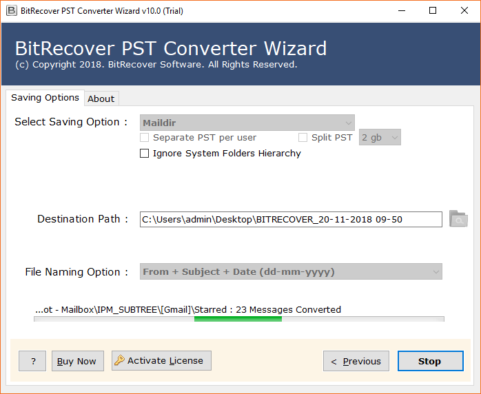 Outlook PST to Maildir conversion