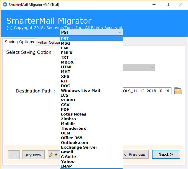 choose PST (Personal Storage Table)