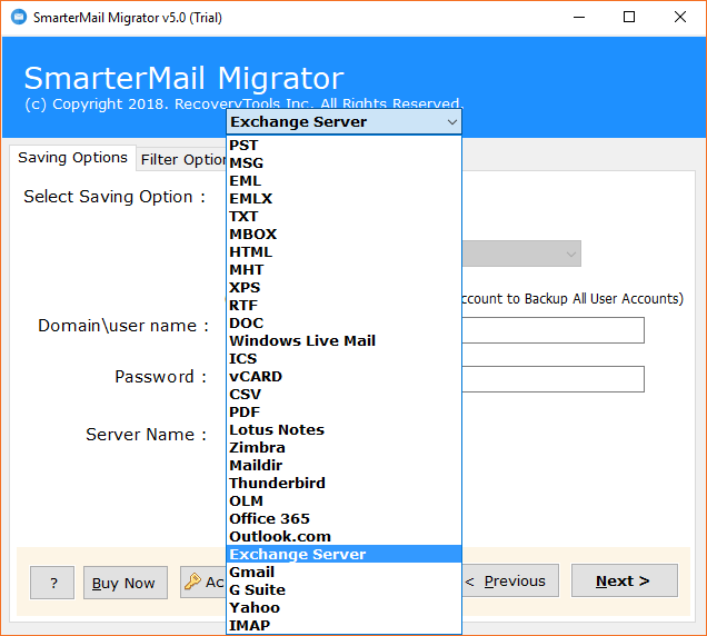 choose specific email server