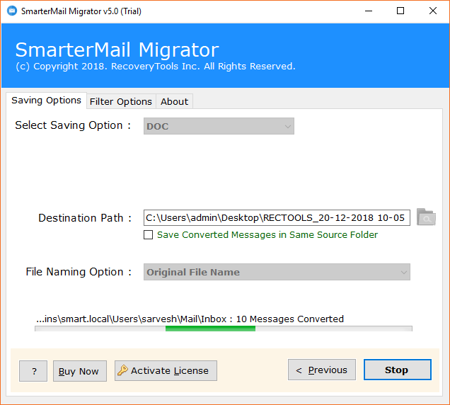 Export SmarterMail Server to DOC