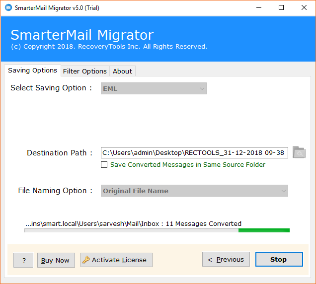 Export SmarterMail Server to EML