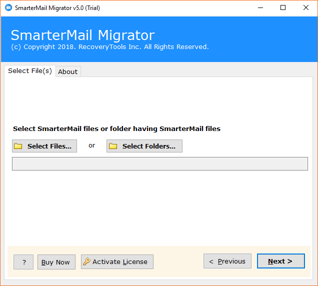 Run SmarterMail to EML Exporter