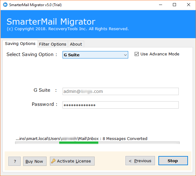 SmarterMail Server to G Suite migration