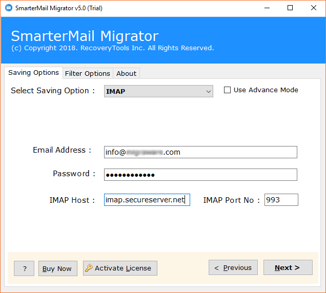 IMAP credentials