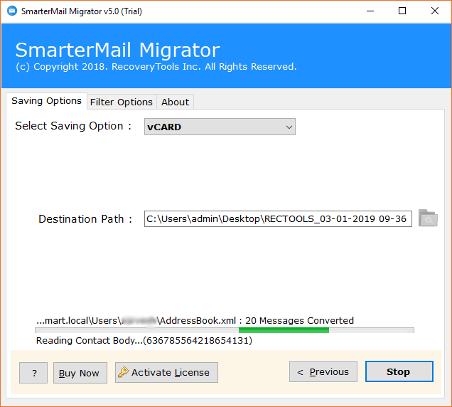 SmarterMail contacts to vCard migration