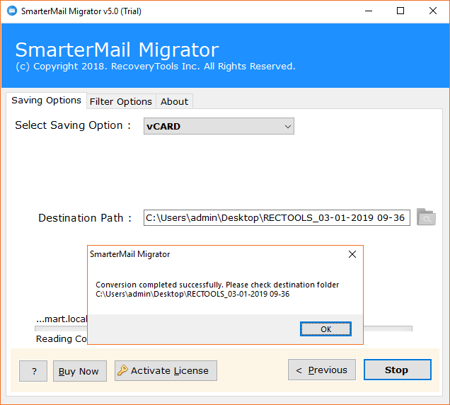 SmarterMail contacts to VCF migration