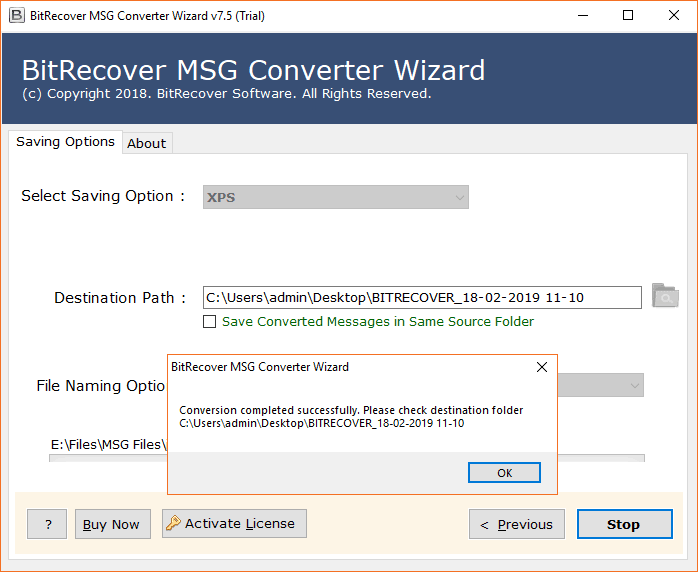 convert msg to xps