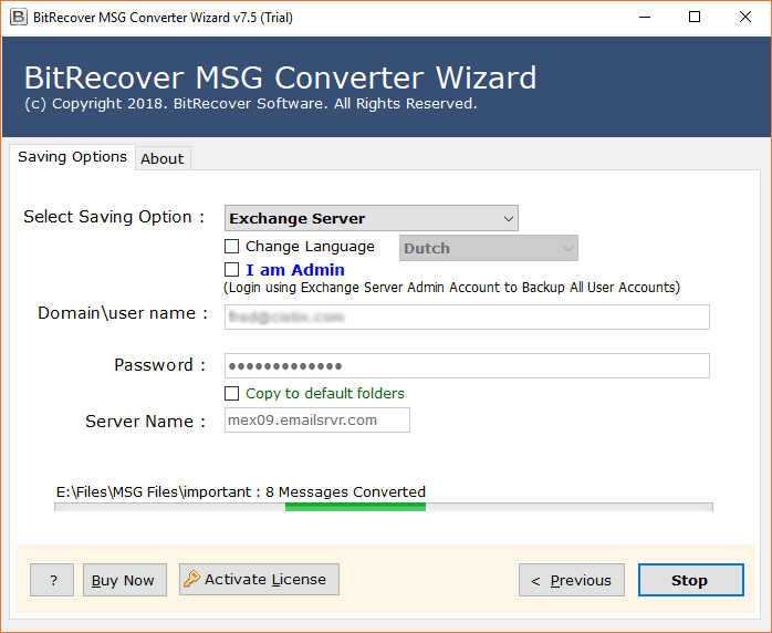 import msg to exchange