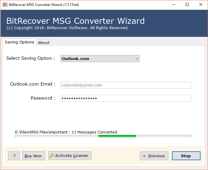 import msg to outlook.com