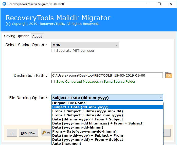 multipile file naming option