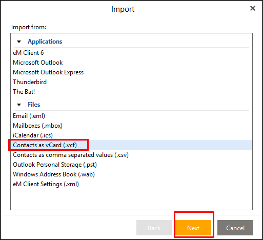 Import IncrediMail contacts to eM Client