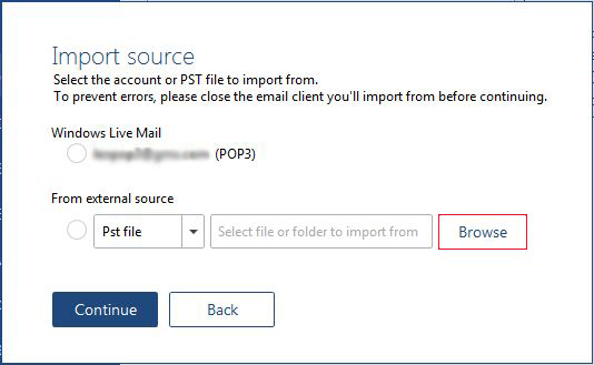 how to import to mailbird from pst