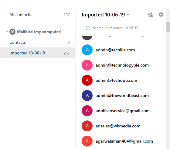 mailbird import outlook contacts