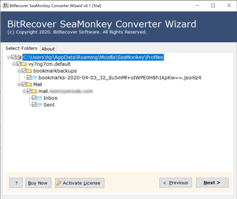 Select SeaMonkey profile folders