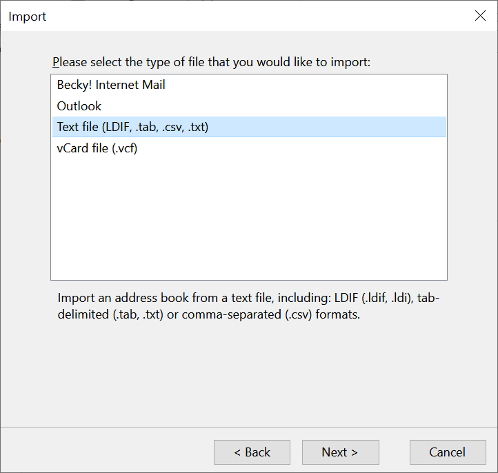 mozilla thunderbird import contacts csv